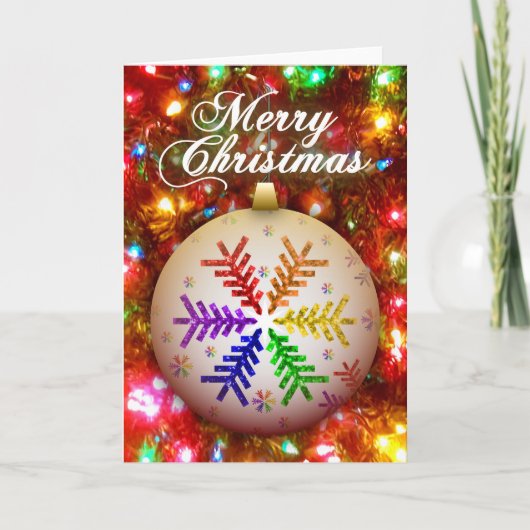 Regenboogkerstboom Snowflake Merry kerst Kaart (Voorkant)