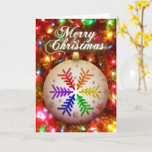 Regenboogkerstboom Snowflake Merry kerst Kaart (Gele Bloem)