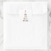 Regenboogkerstboom Vierkante Sticker (Tas)
