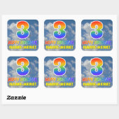 RegenboogKijk "3" & "HAPPY BIRTHDAY", Wolken, Sky Vierkante Sticker (Vel)