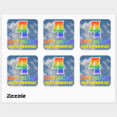 RegenboogKijk "4" & "HAPPY BIRTHDAY", Wolken, Sky Vierkante Sticker (Vel)