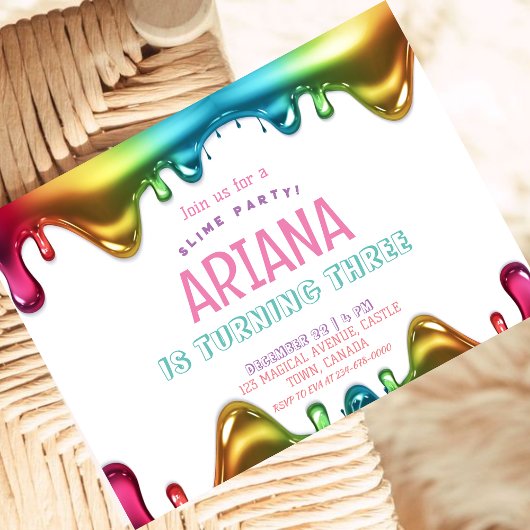 Regenboogkinderen 3e Slijm Verjaardagsfeestje Kaart