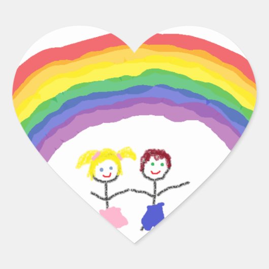 Regenboogkinderen Hart Sticker (Voorkant)