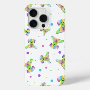 regenboogkinderen hond puppy polka stip helder leu iPhone 15 pro case