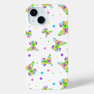 regenboogkinderen hond puppy polka stip helder leu iPhone 15 case