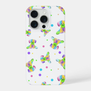 regenboogkinderen hond puppy polka stip helder leu iPhone 15 pro case