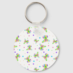 regenboogkinderen hond puppy polka stip helder leu sleutelhanger