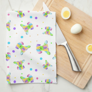 regenboogkinderen hond puppy polka stip helder leu theedoek