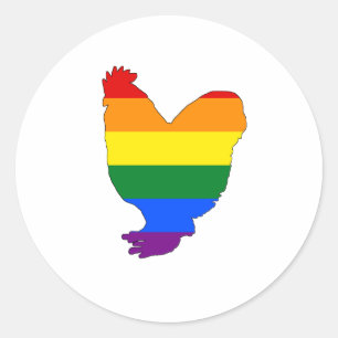Regenboogkip Ronde Sticker