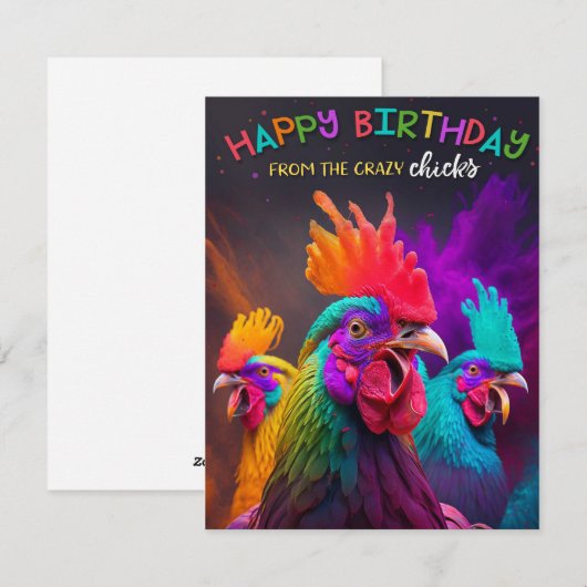 Regenboogkippen Birthday Kaart (Voorkant / Achterkant)