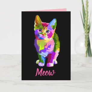 regenboogkitten meow wenskaart kaart