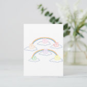 Regenboogkittens op wolken briefkaart (Staand voorkant)