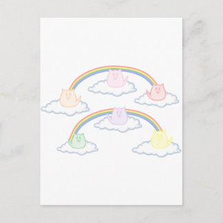 Regenboogkittens op wolken briefkaart