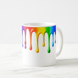 Regenboogkleppen rond een mug. koffiemok