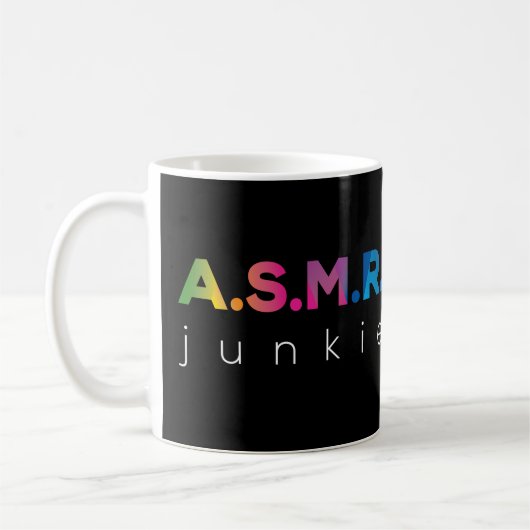 Regenboogkleur ASMR junkie Black Edition Mok (Links)