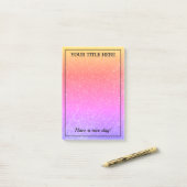 Regenboogkleur, dunne glitter Post-it® notes (Op bureau)