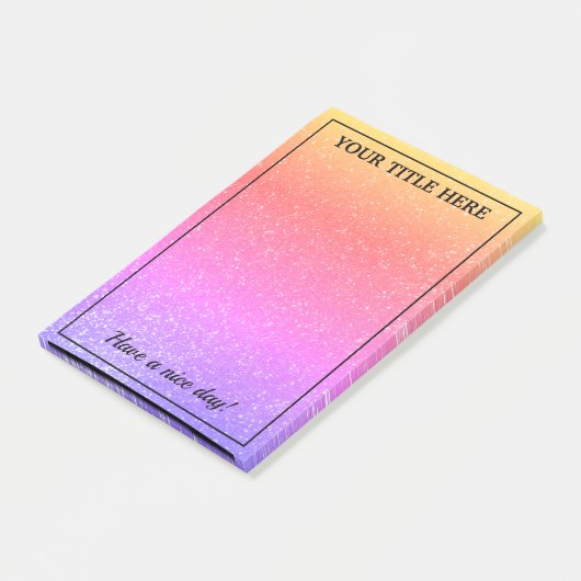 Regenboogkleur, dunne glitter Post-it® notes (Schuin)