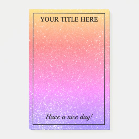 Regenboogkleur, dunne glitter Post-it® notes (Voorkant)