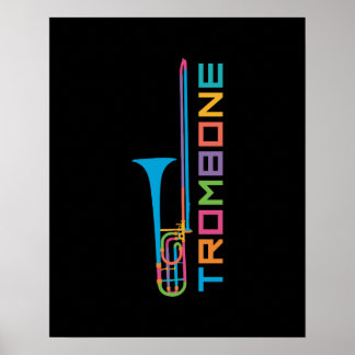 Regenboogkleur Trombone Poster