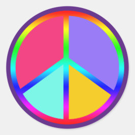 Regenboogkleur U past Vredesteken aan Ronde Sticker