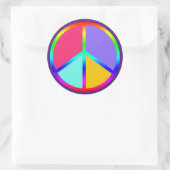 Regenboogkleur U past Vredesteken aan Ronde Sticker (Tas)