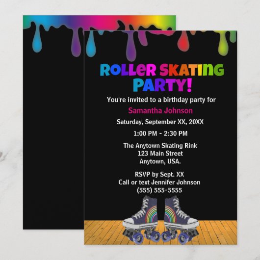 Regenboogkleur Verf Drip Roller Verjaardag Kaart (Voorkant / Achterkant)