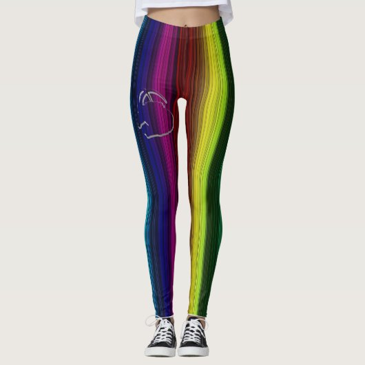 Regenboogkleur Verticale strepen met Bull Logo Leggings (Voorkant)