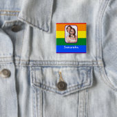 Regenboogkleur Vierkante Button 5,1 Cm (In situ)