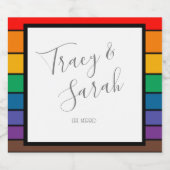 Regenboogkleurblokstrepen Sparkling Wijnetiket (Enkel label)