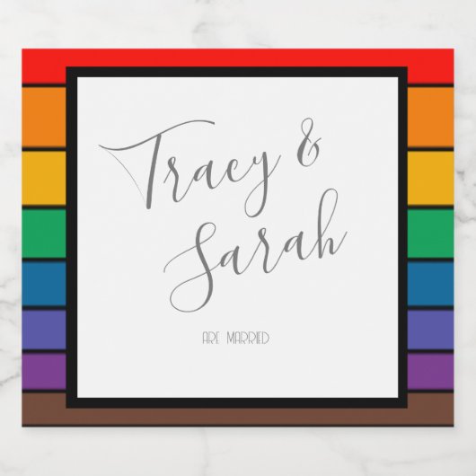 Regenboogkleurblokstrepen Sparkling Wijnetiket (Enkel label)