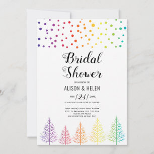 Regenboogkleurbomen, stippen lesbisch vrijgezellen kaart