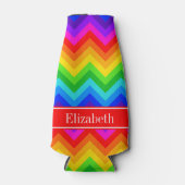 Regenboogkleuren 2 LG Chevron Brt Red Name Monogra Flesjeskoeler (Voorkant)