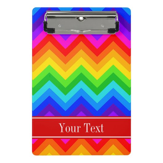 Regenboogkleuren 2 LG Chevron Brt Red Name Monogra Mini Klembord (Voorkant)
