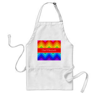 Regenboogkleuren 2 LG Chevron Brt Red Name Monogra Standaard Schort