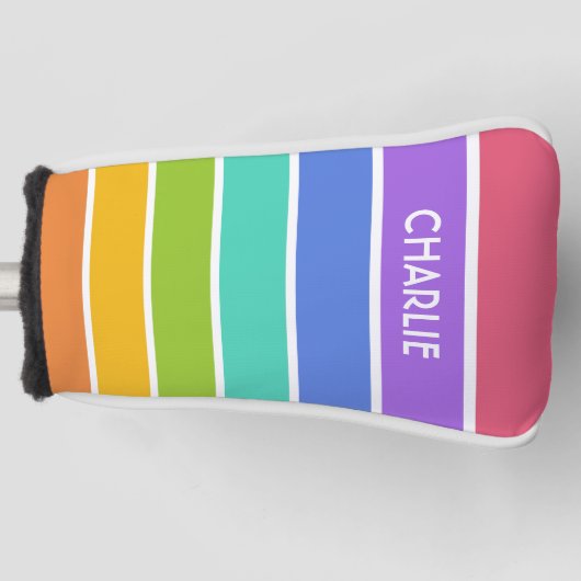 Regenboogkleuren, aangepast monogram putter golfheadcover (Voorkant)
