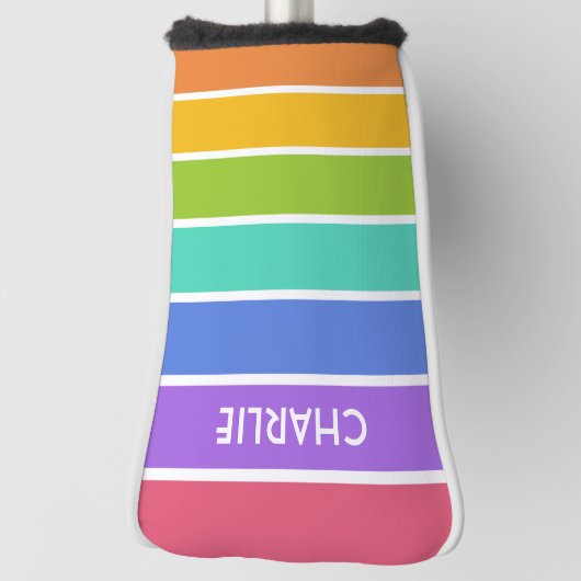 Regenboogkleuren, aangepast monogram putter golfheadcover (Draai 90)