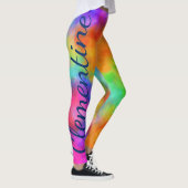 Regenboogkleuren Aangepaste naam Leggings (Rechts)