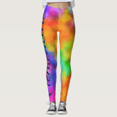 Regenboogkleuren Aangepaste naam Leggings (Voorkant)