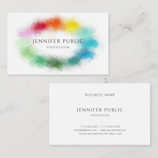 Regenboogkleuren Abstract Elegant Moderne Sjabloon Visitekaartje (Voorkant / Achterkant)