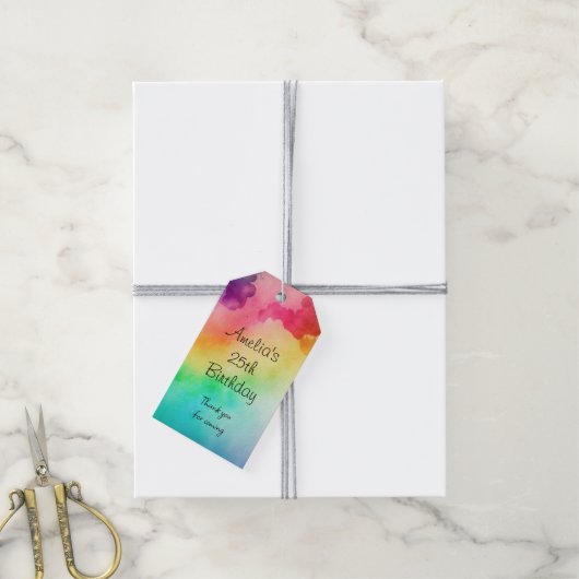 Regenboogkleuren Abstract ontwerp Birthday Favor Cadeaulabel (Met Touw)