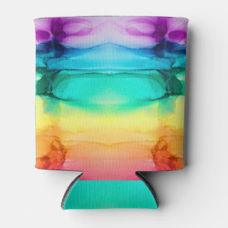 Regenboogkleuren, abstracte acrylmix. blikjeskoeler