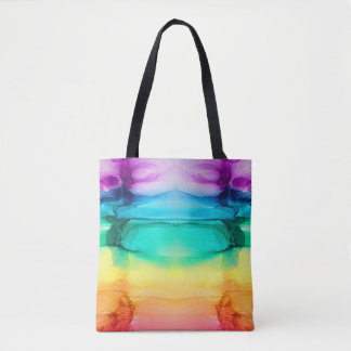 Regenboogkleuren, abstracte acrylmix. tote bag