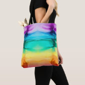 Regenboogkleuren, abstracte acrylmix. tote bag (Dichtbij)