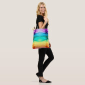 Regenboogkleuren, abstracte acrylmix. tote bag (Op model)