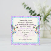 Regenboogkleuren bloeien & Davidster damast Kaart (Staand voorkant)