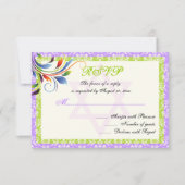 Regenboogkleuren bloeien, Davidster damast RSVP (Voorkant)