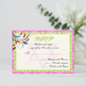 Regenboogkleuren bloeien, Davidster damast RSVP (Staand voorkant)