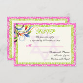 Regenboogkleuren bloeien, Davidster damast RSVP (Voorkant / Achterkant)