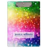Regenboogkleuren Bokeh Glitter Klembord (Voorkant)