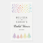 Regenboogkleuren bomen en confetti lesbische bruil servet (Voorkant)